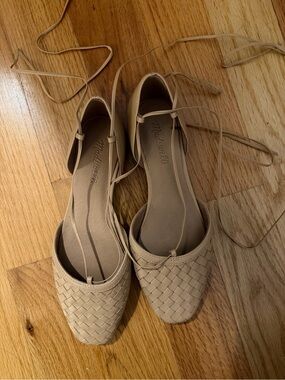 Madewell Beige Woven Lace-Up Flats